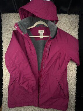LL Bean Women’s Thinsulate Lined Hooded Jacket Coat Red 0BDX2 Size L Large Reg *